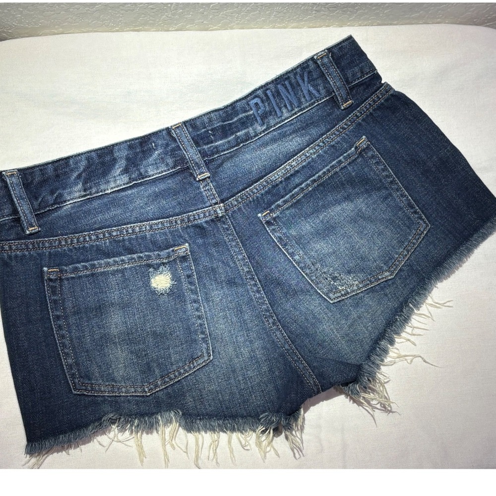 PINK Rhinestone‎ Distressed Denim Shorts Size 6 - Picture 4 of 6